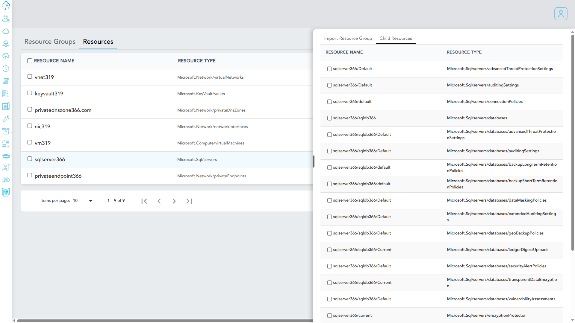 Resource selection view