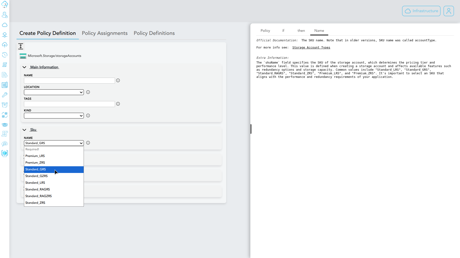 Clicking a property in the resource form loads its Azure documentation in the right tab