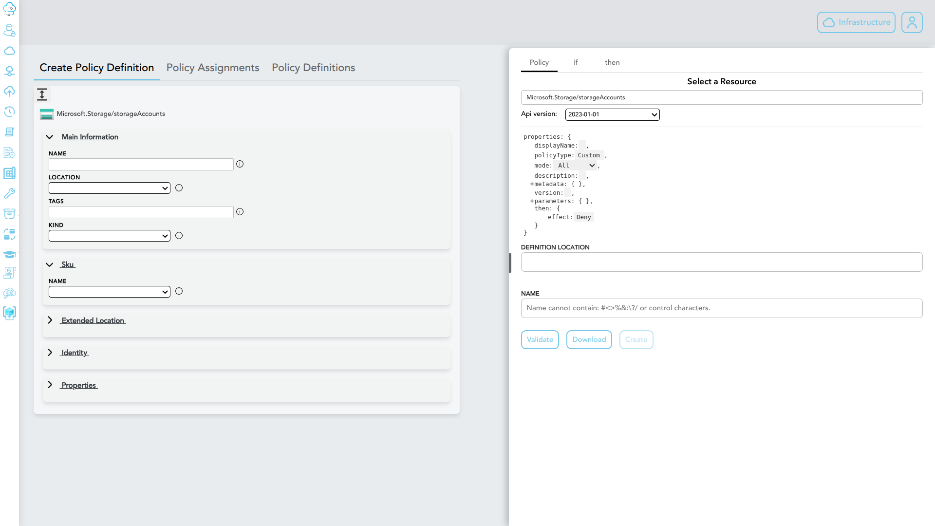 The If section of the policy builder with condition rows