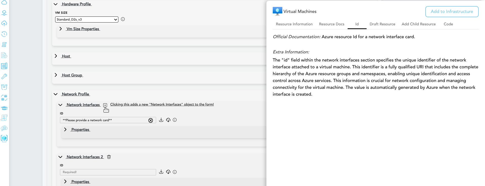 Object array property in the resource form with plus and trash icons