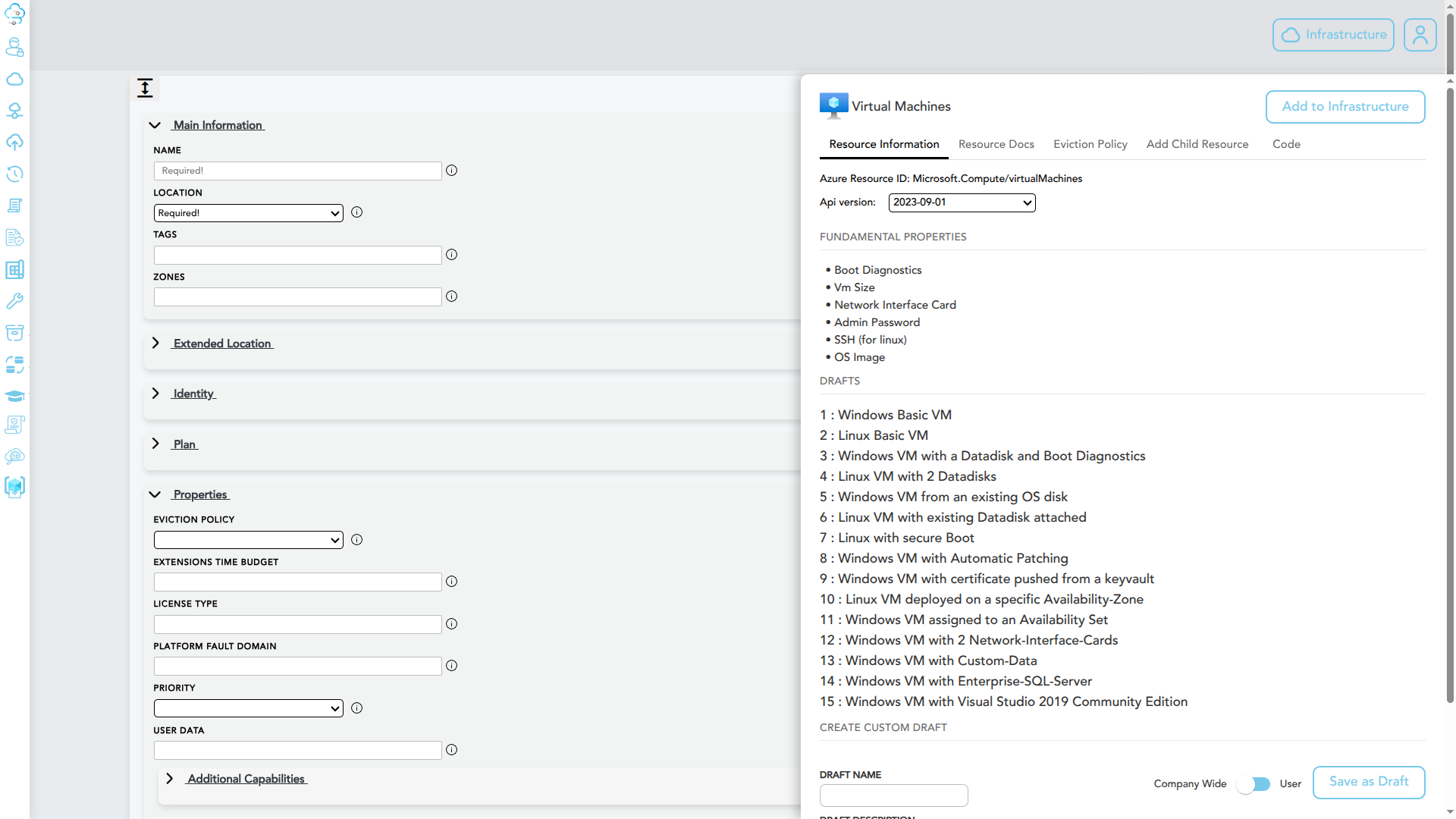 Resource form layout with form on the left and the right tab